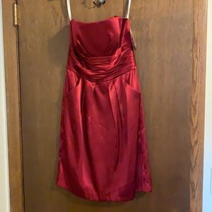 Strapless red bridesmaid dress